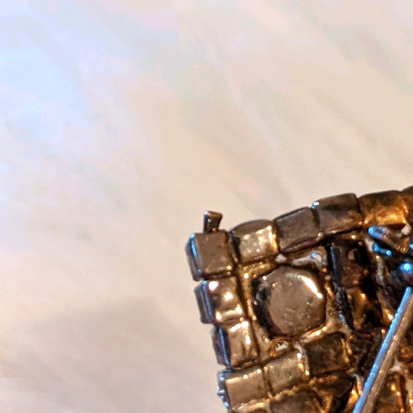 Vtg Art Deco Silverplate Rhinestone Brooch Pendant - Picture 6 of 8